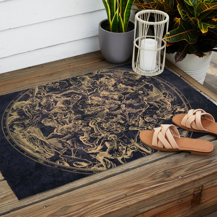 Vintage Constellations & Astrological Signs | Yellowed Ink & Cosmic Colour Outdoor Rug Gallery Image 2