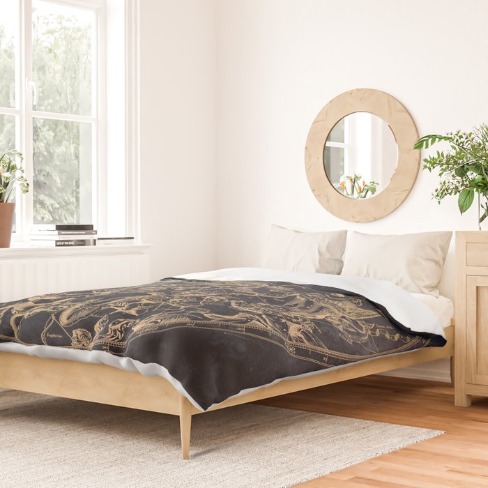Vintage Constellations & Astrological Signs | Yellowed Ink & Cosmic Colour Duvet Cover Gallery Image 2