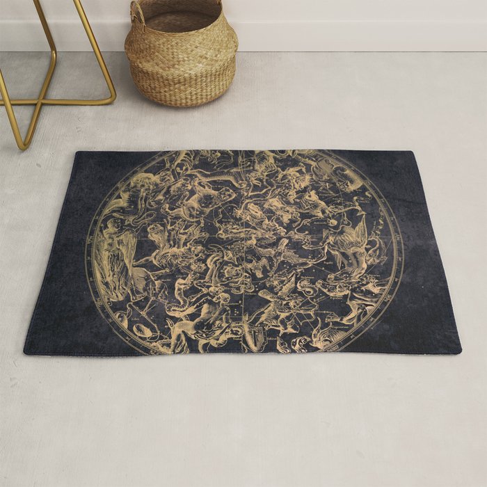 Vintage Constellations & Astrological Signs | Yellowed Ink & Cosmic Colour Rug Gallery Image 1