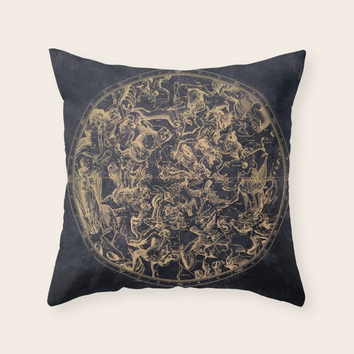 Vintage Constellations & Astrological Signs | Yellowed Ink & Cosmic Colour Throw Pillow Gallery Image 6