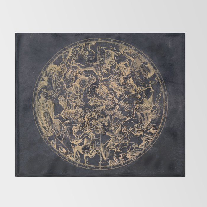 Vintage Constellations & Astrological Signs | Yellowed Ink & Cosmic Colour Throw Blanket Gallery Image 2