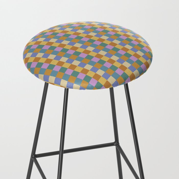 Checkered Multicolor Pattern XXXVI Colorful Summer Stool Gallery Image 2