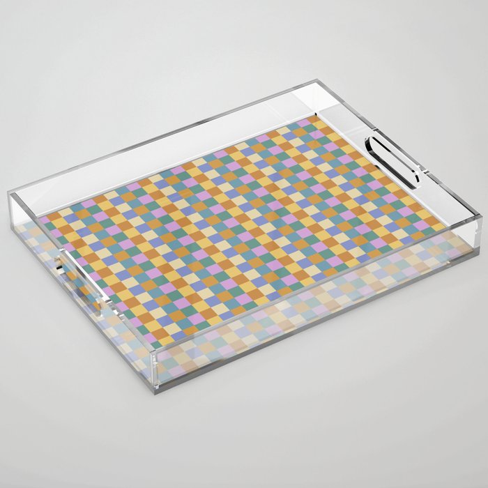 Checkered Multicolor Pattern XXXVI Colorful Summer Acrylic Tray Gallery Image 1