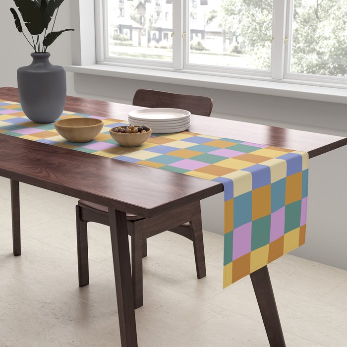 Checkered Multicolor Pattern XXXVI Colorful Summer Table Runner Gallery Image 2
