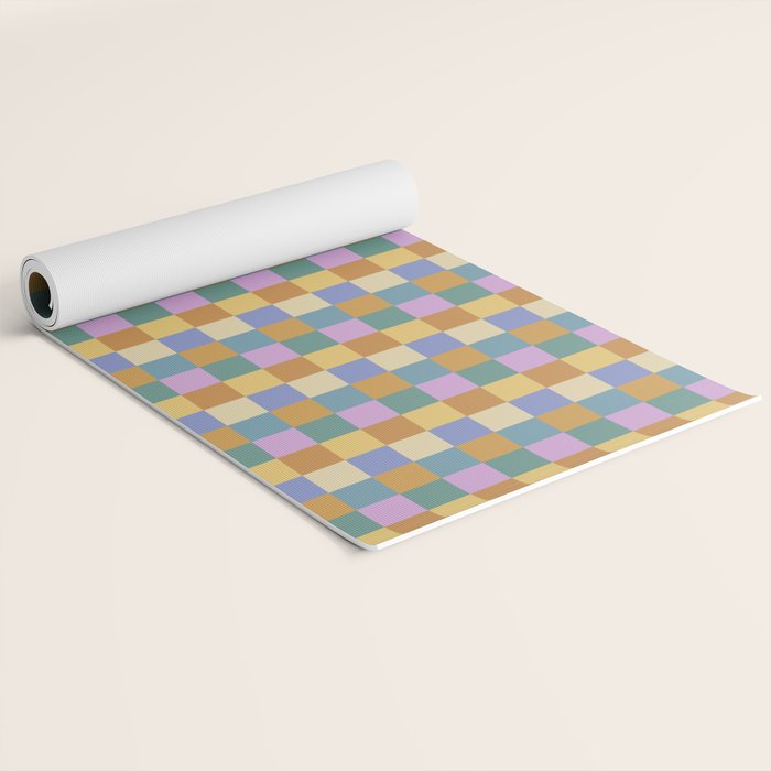 Checkered Multicolor Pattern XXXVI Colorful Summer Yoga Mat Gallery Image 2
