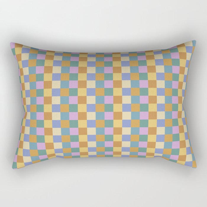 Checkered Multicolor Pattern XXXVI Colorful Summer Rectangular Pillow Gallery Image 2