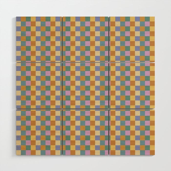 Checkered Multicolor Pattern XXXVI Colorful Summer Wood Wall Art Gallery Image 1