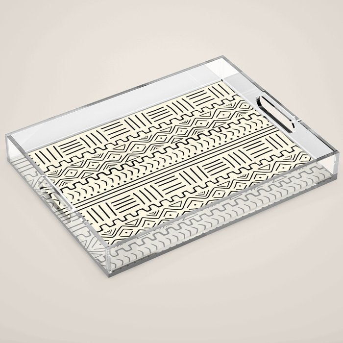 Mud Cloth on Cream Acrylic Tray Gallery Image 1