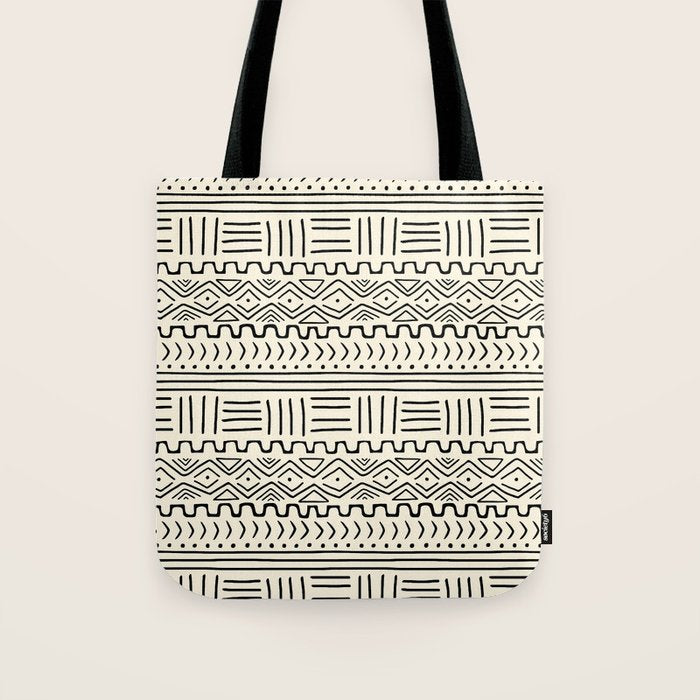 Mud Cloth on Cream Tote Bag Gallery Image 1