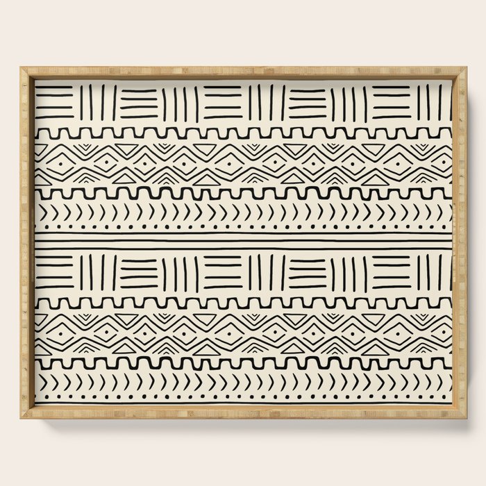Mud Cloth on Cream Serving Tray Gallery Image 1