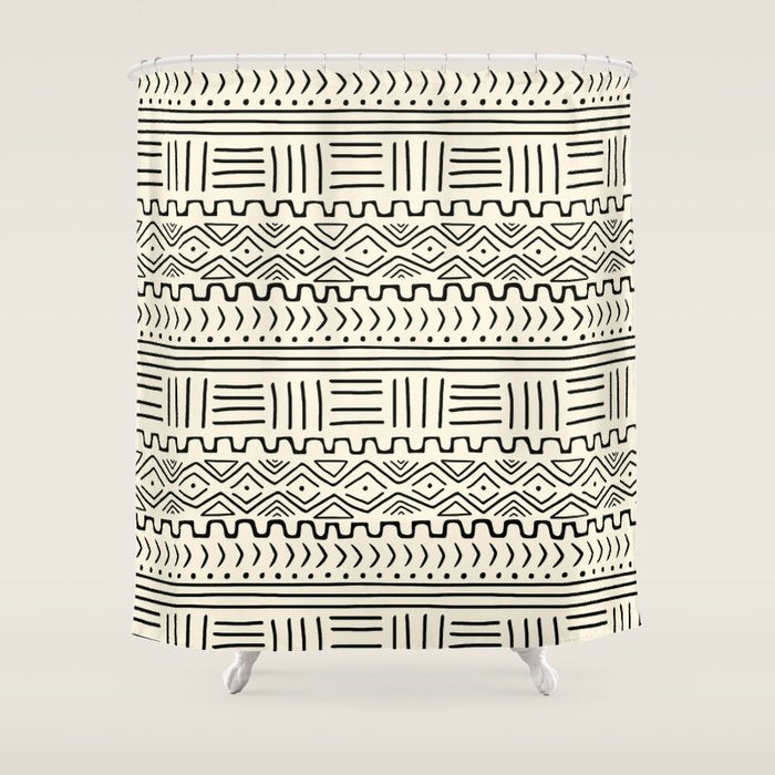 Mud Cloth on Cream Shower Curtain Gallery Image 1