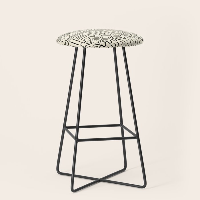 Mud Cloth on Cream Stool Gallery Image 1