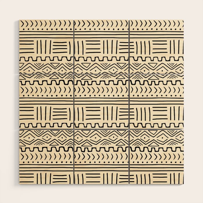 Mud Cloth on Cream Wood Wall Art Gallery Image 1