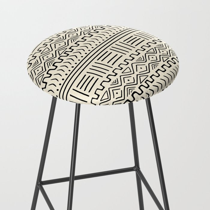 Mud Cloth on Cream Stool Gallery Image 2