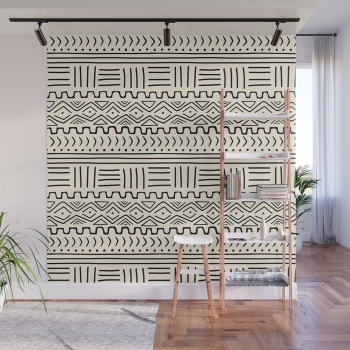 Mud Cloth on Cream Wall Mural Gallery Image 1