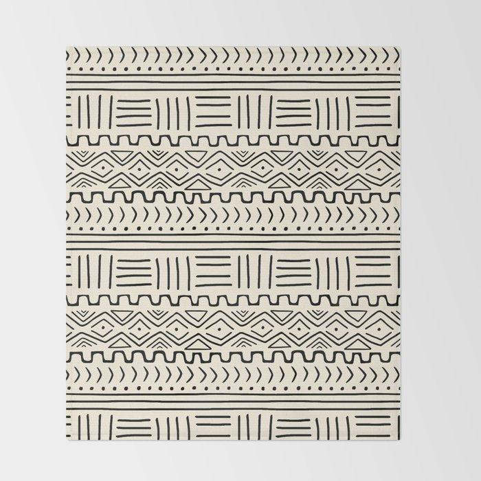 Mud Cloth on Cream Throw Blanket Gallery Image 2
