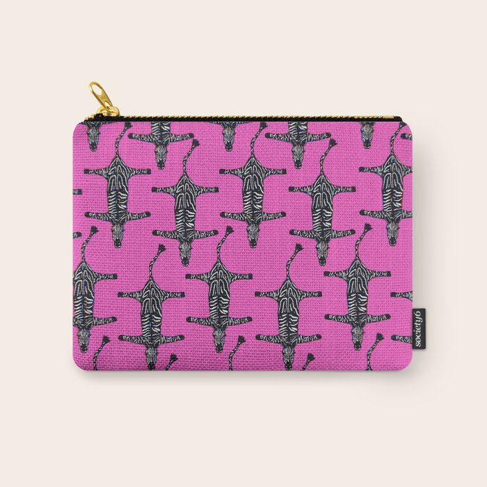 Modern abstract minimalistic zebras illustration in fuchsia pink background  Carry All Pouch Gallery Image 1