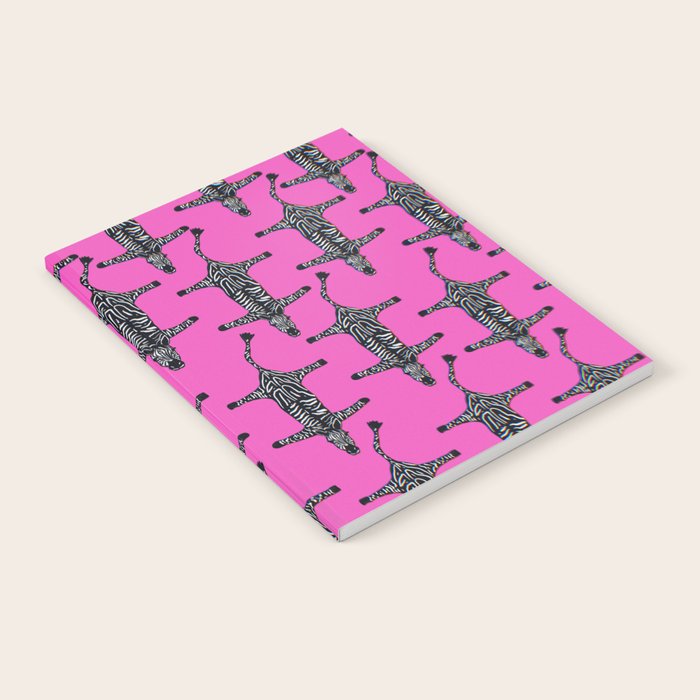Modern abstract minimalistic zebras illustration in fuchsia pink background  Notebook Gallery Image 2