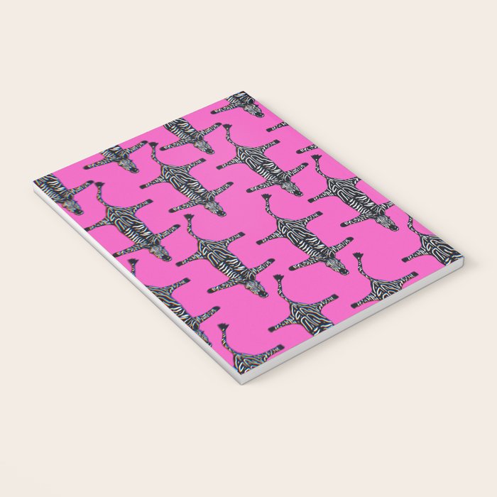 Modern abstract minimalistic zebras illustration in fuchsia pink background  Notebook Gallery Image 3