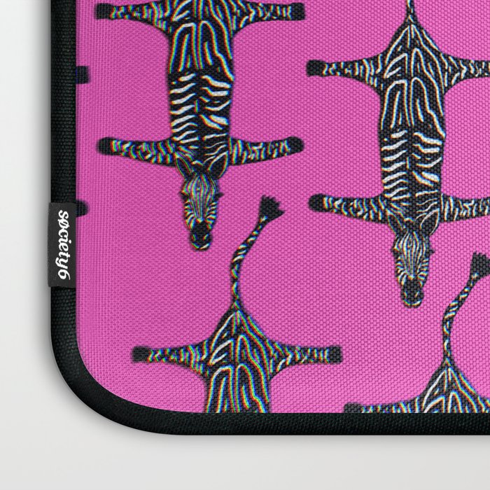 Modern abstract minimalistic zebras illustration in fuchsia pink background  Laptop Sleeve Gallery Image 3