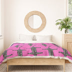 Modern abstract minimalistic zebras illustration in fuchsia pink background  Duvet Cover Gallery Image 3