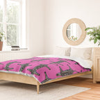 Modern abstract minimalistic zebras illustration in fuchsia pink background  Duvet Cover Gallery Image 2