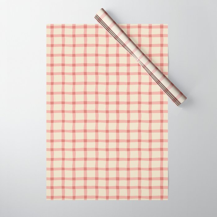 Strawberry Gingham Pattern Wrapping Paper Gallery Image 1
