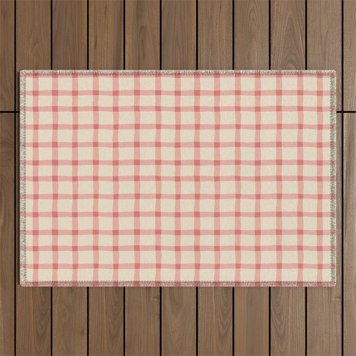 Strawberry Gingham Pattern Outdoor Rug Gallery Image 1