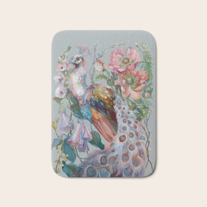 Floral Peacock Garden Bath Mat Gallery Image 1