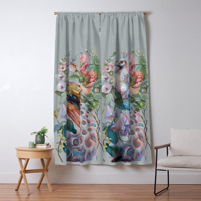 Floral Peacock Garden Window Curtain Gallery Image 1