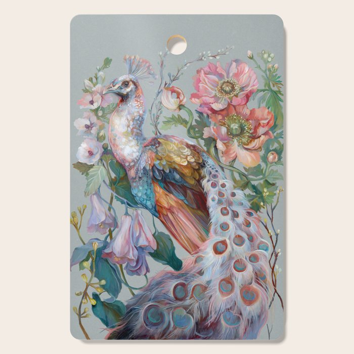 Floral Peacock Garden Cutting Board Gallery Image 1