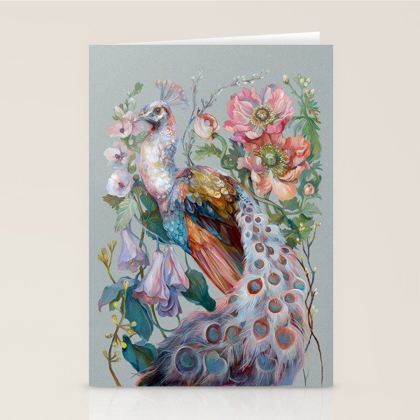 Floral Peacock Garden Stationery Card Gallery Image 1