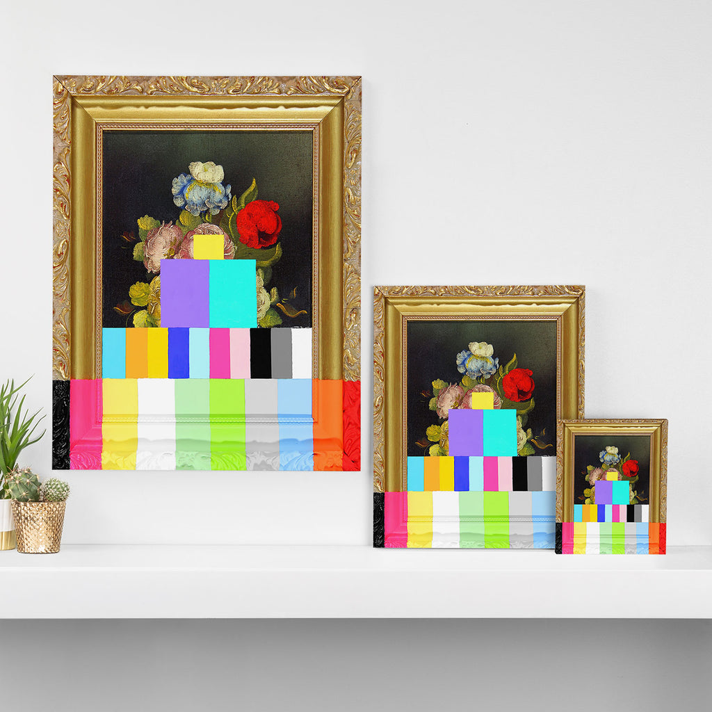 A Painting of Flowers With Color Bars Canvas Print Gallery Image 3
