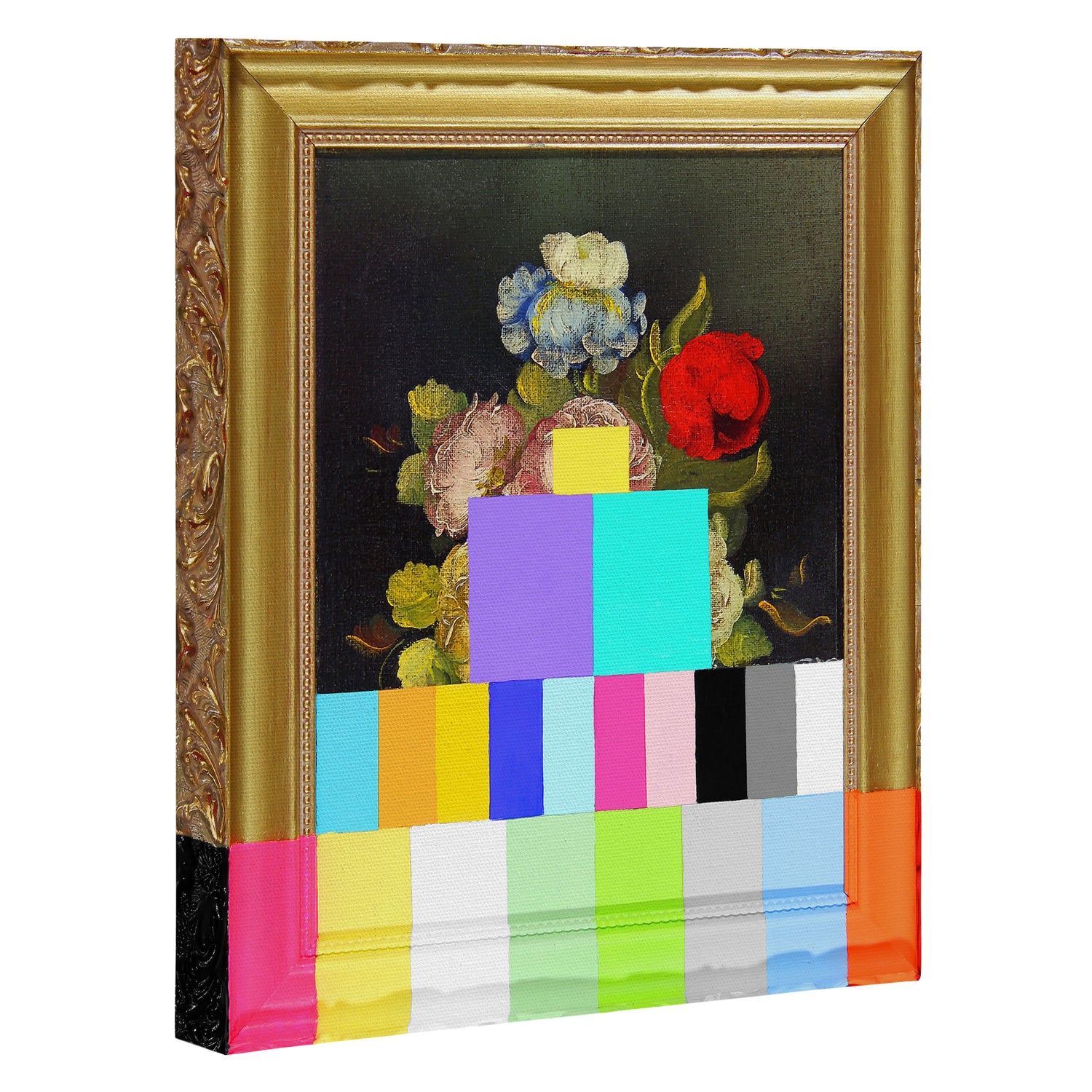 A Painting of Flowers With Color Bars Canvas Print Gallery Image 3