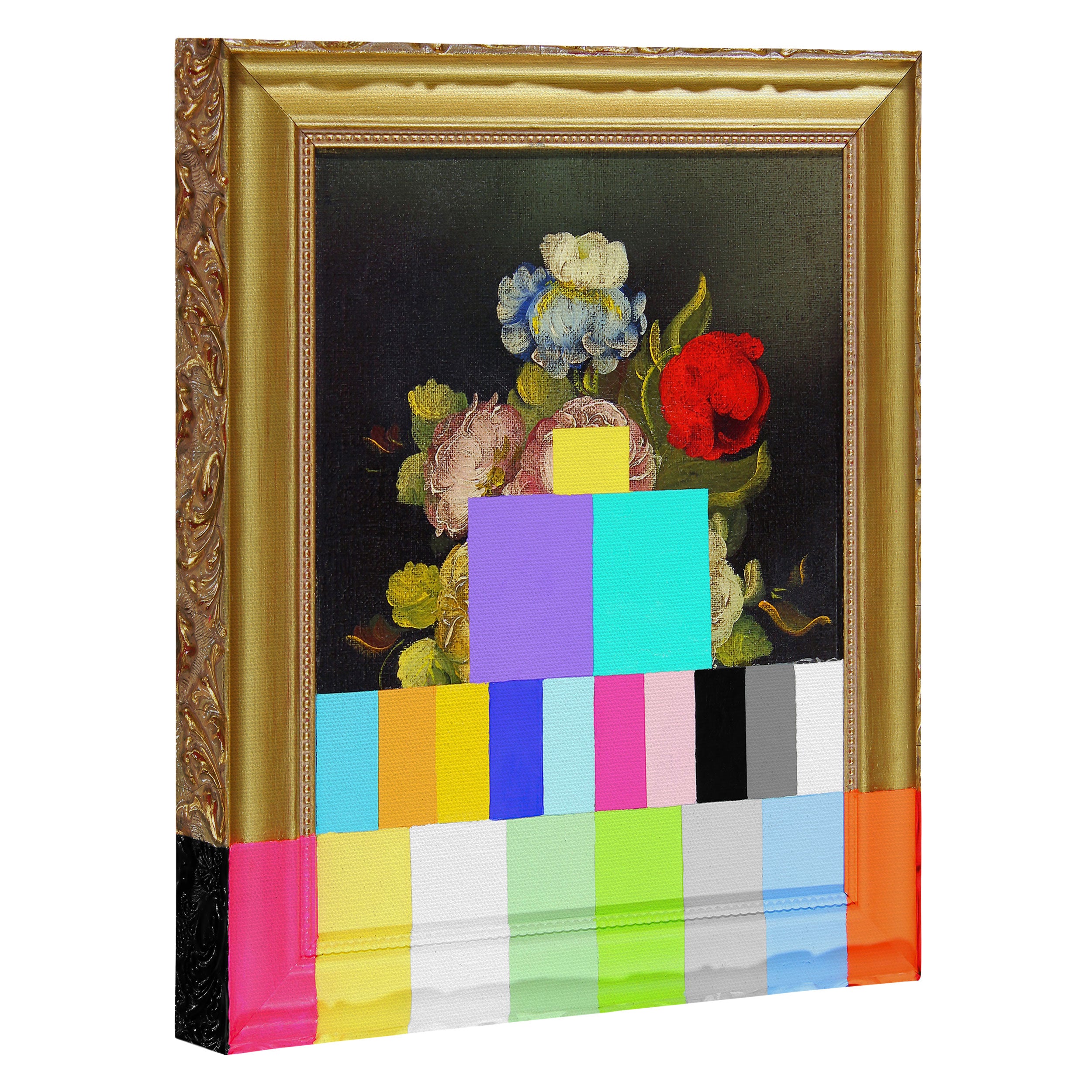A Painting of Flowers With Color Bars Canvas Print Gallery Image 3