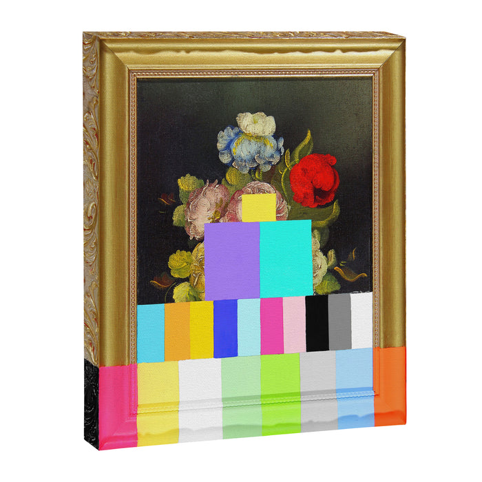 A Painting of Flowers With Color Bars Canvas Print Gallery Image 1