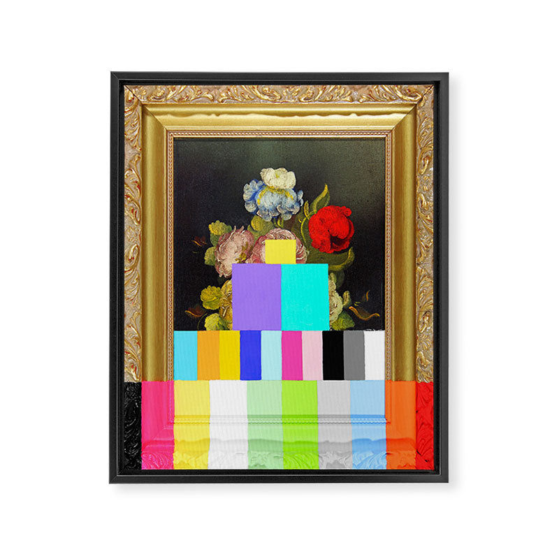 A Painting of Flowers With Color Bars Framed Canvas Print Gallery Image 8