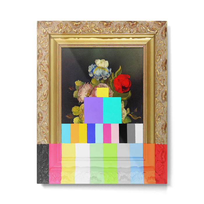 A Painting of Flowers With Color Bars Metal Print Gallery Image 1