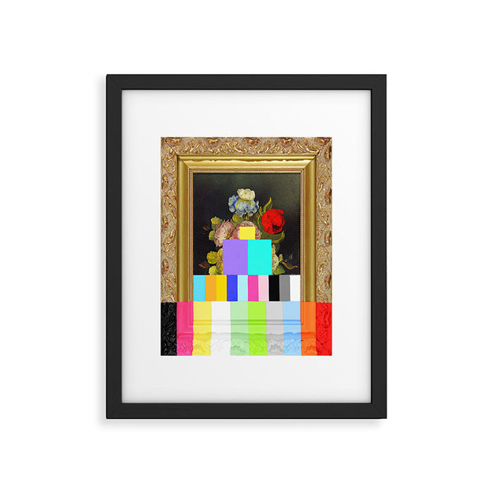 A Painting of Flowers With Color Bars Framed Art Print Gallery Image 1
