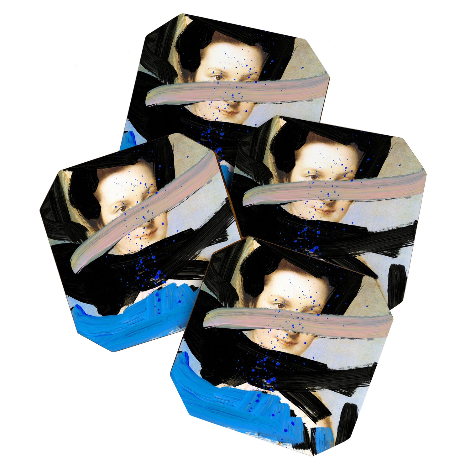 Picture of a Lady With Paint Smears Coaster Gallery Image 1