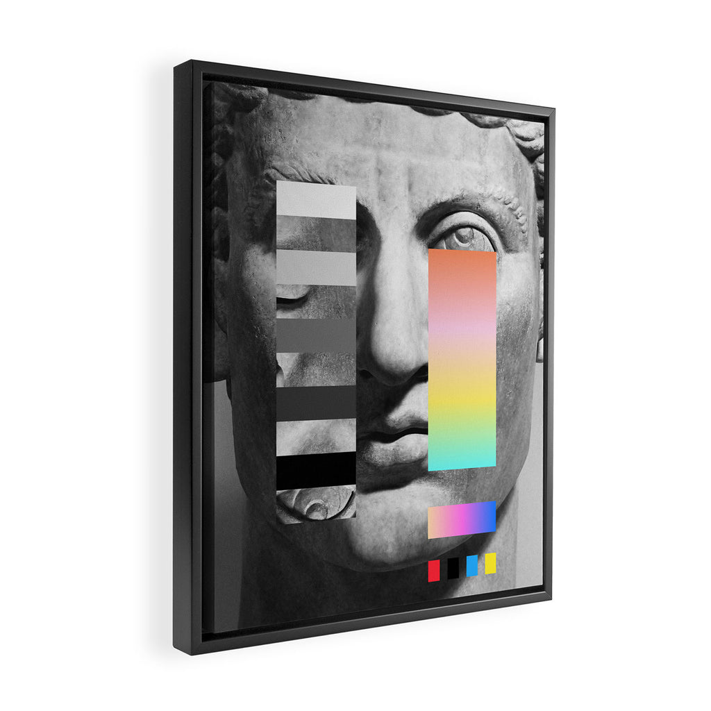 Sculpture of a Man With Shifting Patterns 1 Framed Canvas Print Gallery Image 2
