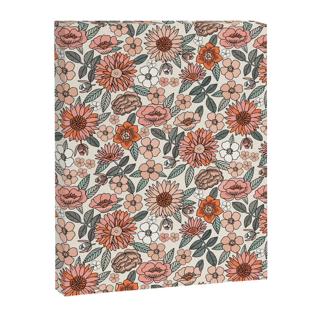 70s flowers - 70s, retro, spring, floral, florals, floral pattern, retro flowers, boho, hippie, earthy, muted Canvas Print Gallery Image 8