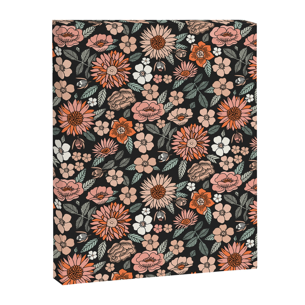 70s flowers - 70s, retro, spring, floral, florals, floral pattern, retro flowers, boho, hippie, earthy, muted Canvas Print Gallery Image 8
