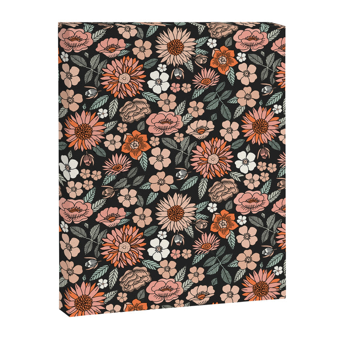 70s flowers - 70s, retro, spring, floral, florals, floral pattern, retro flowers, boho, hippie, earthy, muted Canvas Print Gallery Image 1