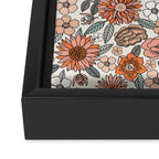 70s flowers - 70s, retro, spring, floral, florals, floral pattern, retro flowers, boho, hippie, earthy, muted Framed Canvas Print Gallery Image 3