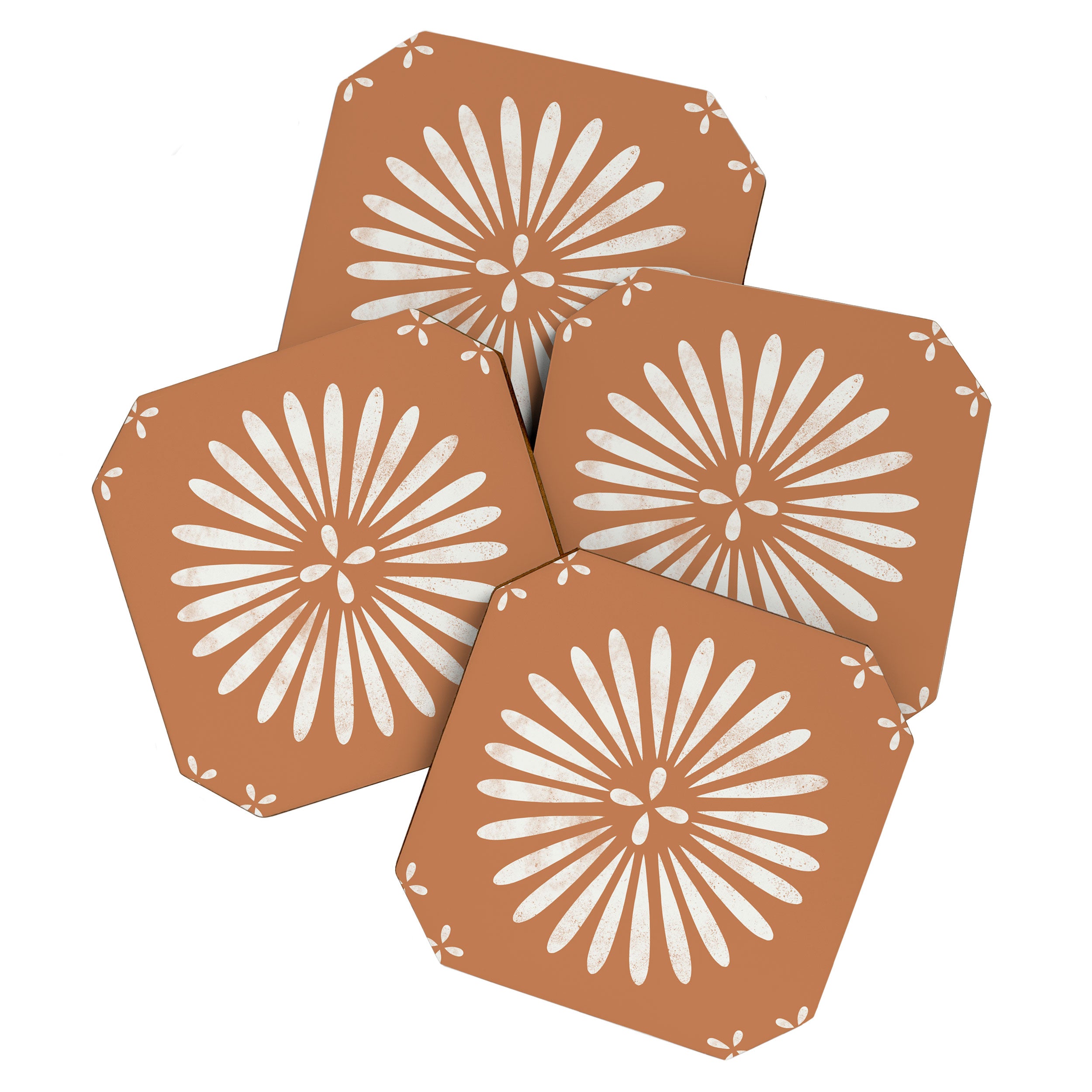 Bohemian Sun Print - terracotta aruba, sun, sunshine, tile, boho, clay, brown, happy, decor Coaster Gallery Image 1
