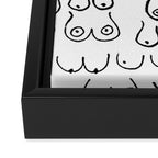 Boobs Pattern - black and white line drawing, life drawing, feminine art Framed Canvas Print Gallery Image 3