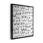 Boobs Pattern - black and white line drawing, life drawing, feminine art Framed Canvas Print Gallery Image 2