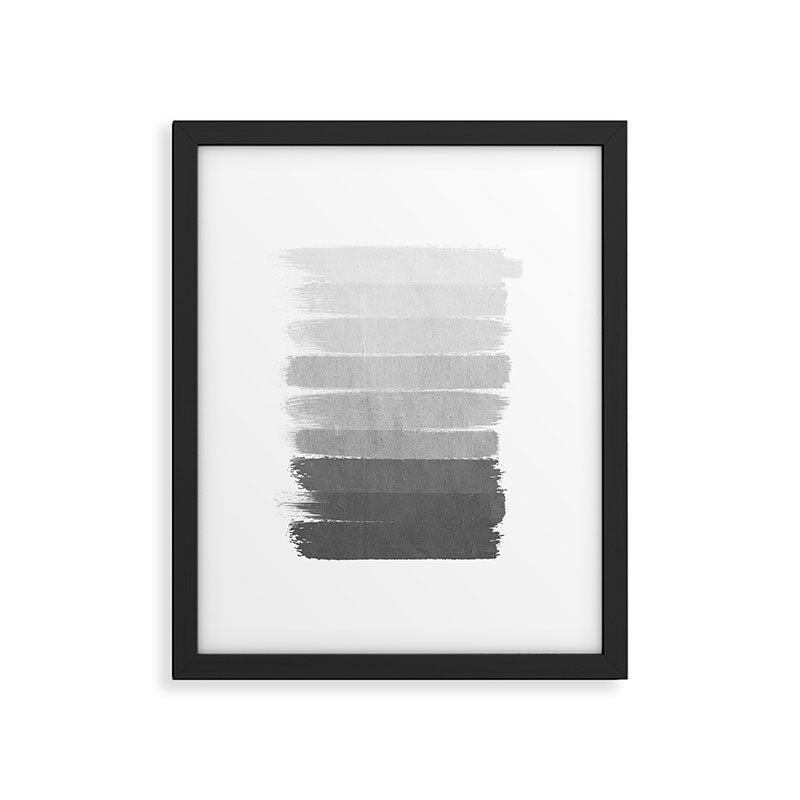 Brushstroke - Ombre Grey, Charcoal, minimal, Monochrome, black and white, trendy,  painterly art  Framed Art Print Gallery Image 5