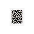 Daisies - daisy floral repeat, daisy flowers, 70s, retro, black, daisy floral Art Print Gallery Image 1